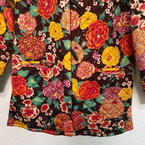 Vintage Quilted Jacket Women 10 Floral Toggle Button Boho Mr Z San Fransisco - Picture 3 of 14